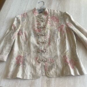 Lauren, Ralph Lauren, beautiful 100% linen vintage floral summer jacket.